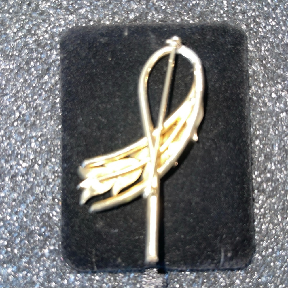 Vintage EMMONS Brushed Goldtone Wheat Stalk Leaf Broch Pin 3” Sighnrd